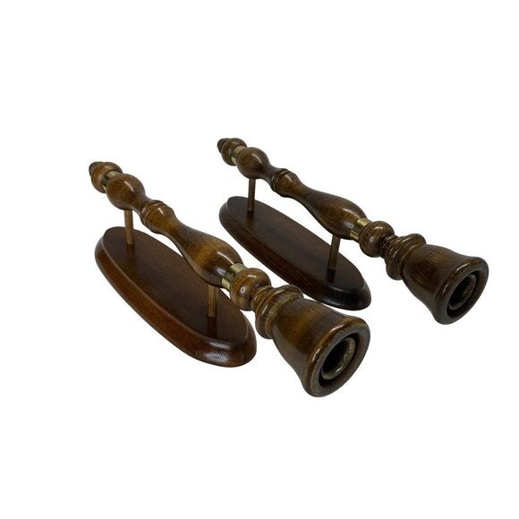 Vintage Wooden Wall Candle Holders Set of 2 Rustic Farmhouse Sconce Decor - Picture 3 of 7